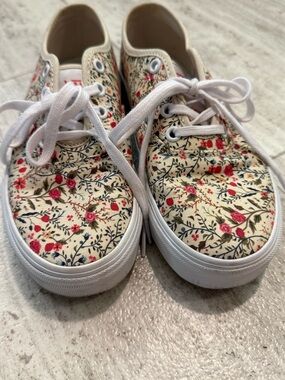 Vans Floral Print Authentic Sneakers Womens Low Top Canvas Shoes Cottagecore